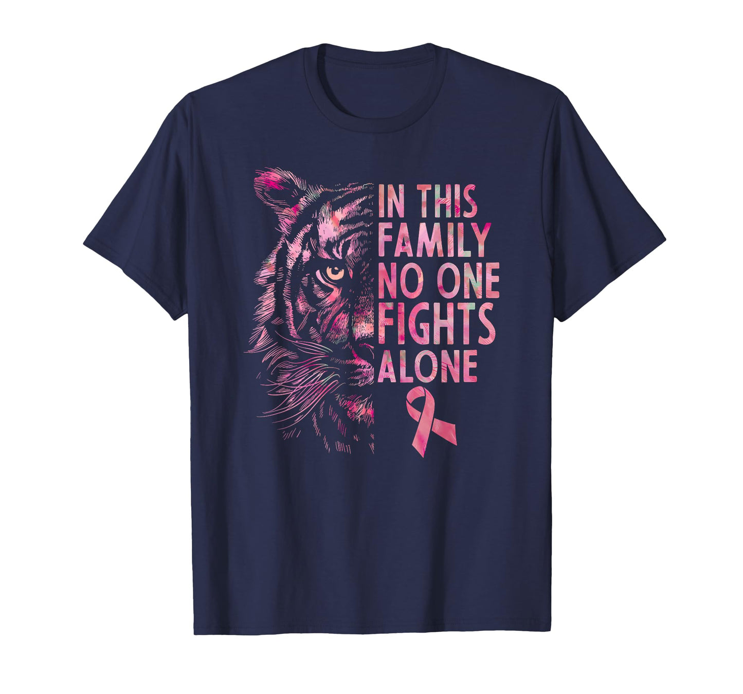 Breast Cancer Awareness 2024 Tiger Family Matching Ribbon T-Shirt