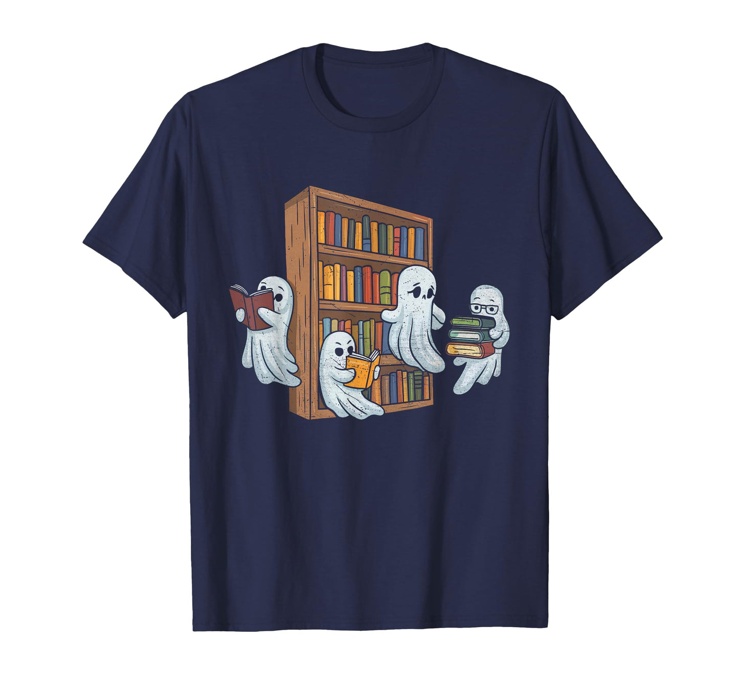 Ghosts Reading Books Teacher Halloween Librarian Book Lover T-Shirt