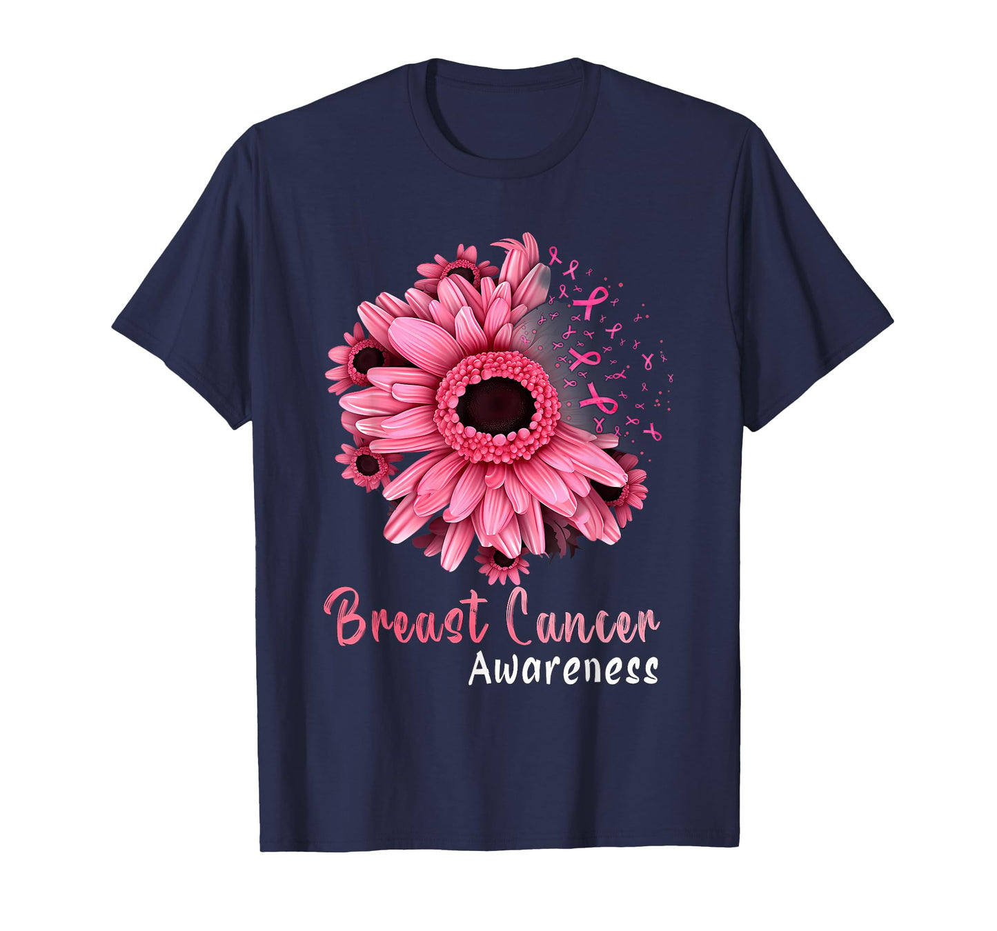 Pink Ribbon Sunflower Breast Cancer Awareness Women Kids T-Shirt