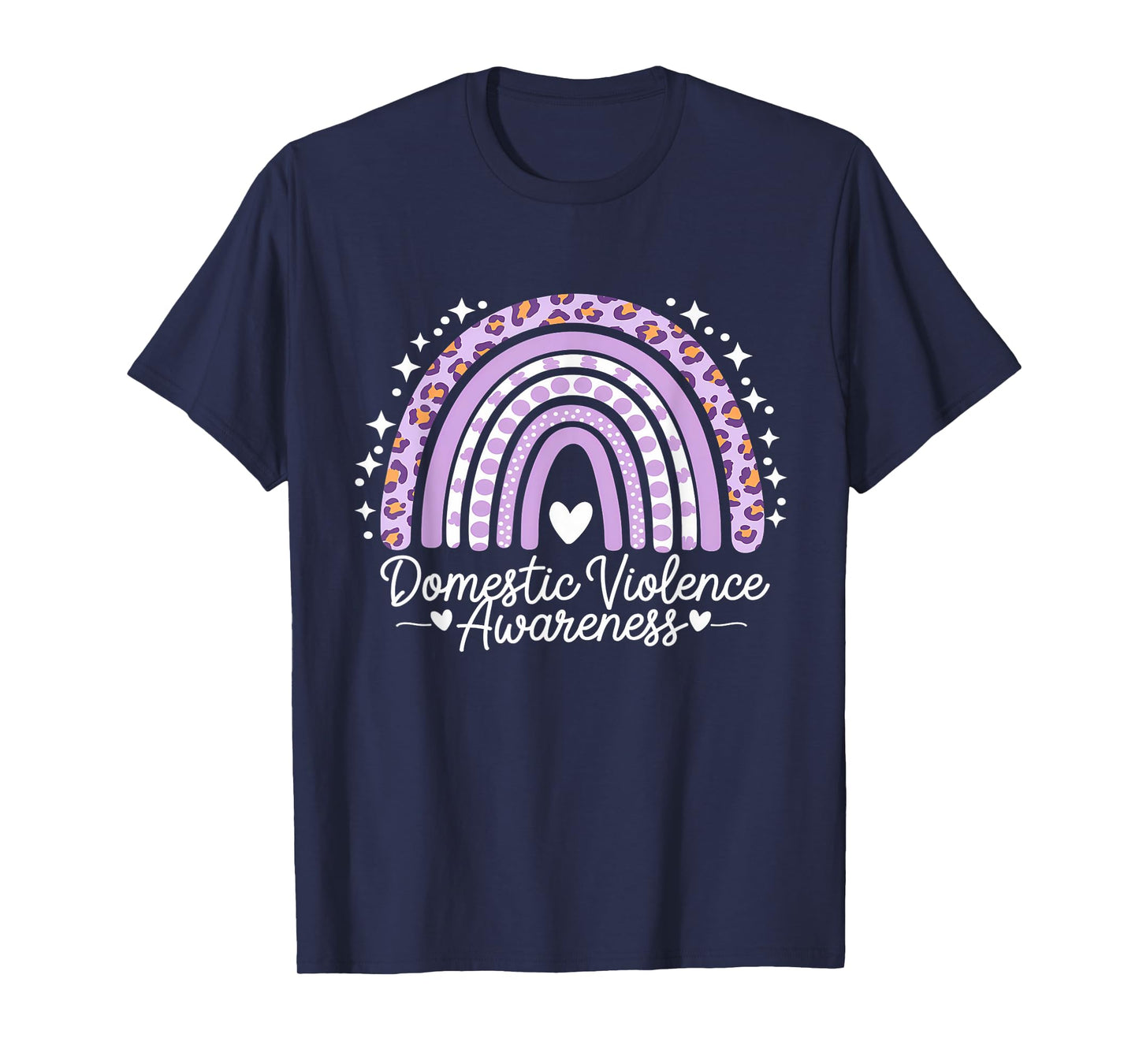 Domestic Violence Awareness Purple Ribbon Rainbow Leopard T-Shirt
