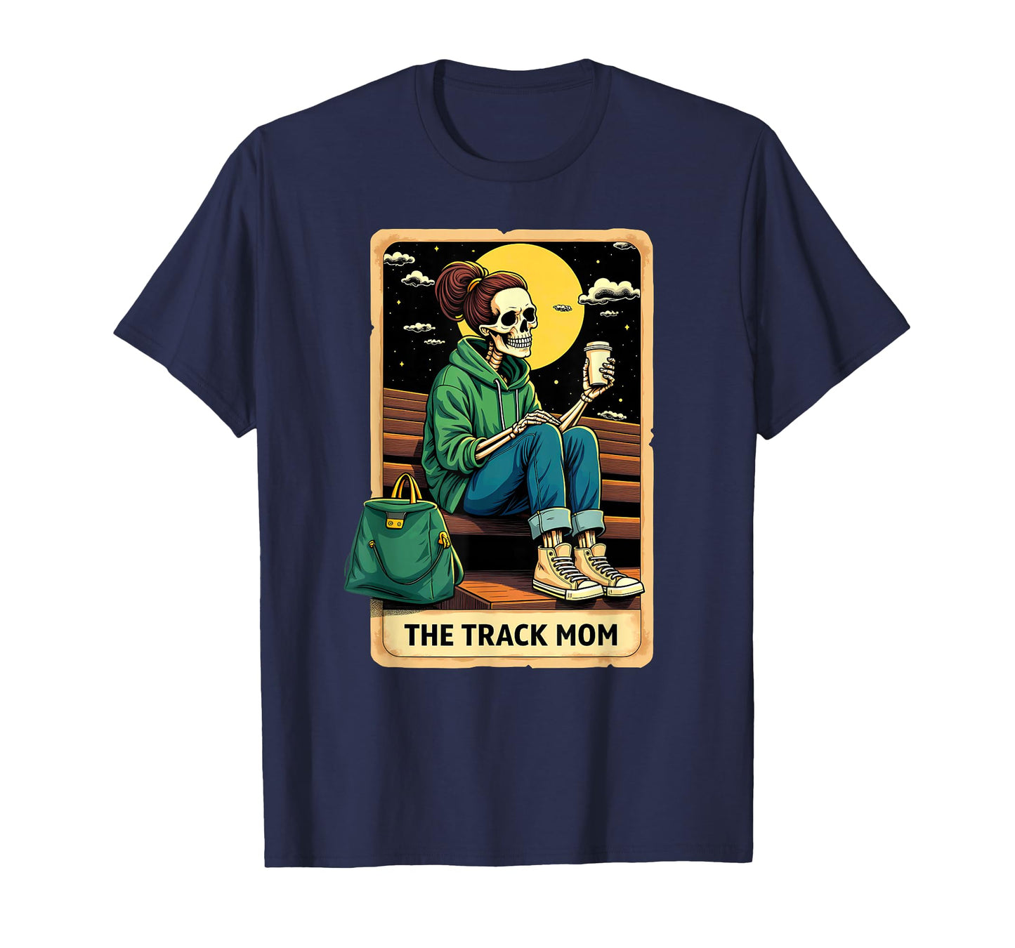 Gothic Tarot Card The Track Mom Skeleton Coffee Runner T-Shirt