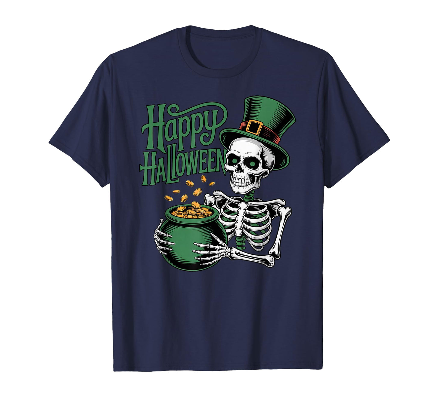 Happy Halloween Irish Leprechaun Skeleton Ireland Skull T-Shirt