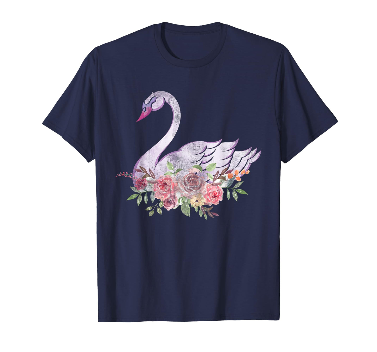 Women Girls Gift Pretty Animal Flower Crown Swan T-Shirt