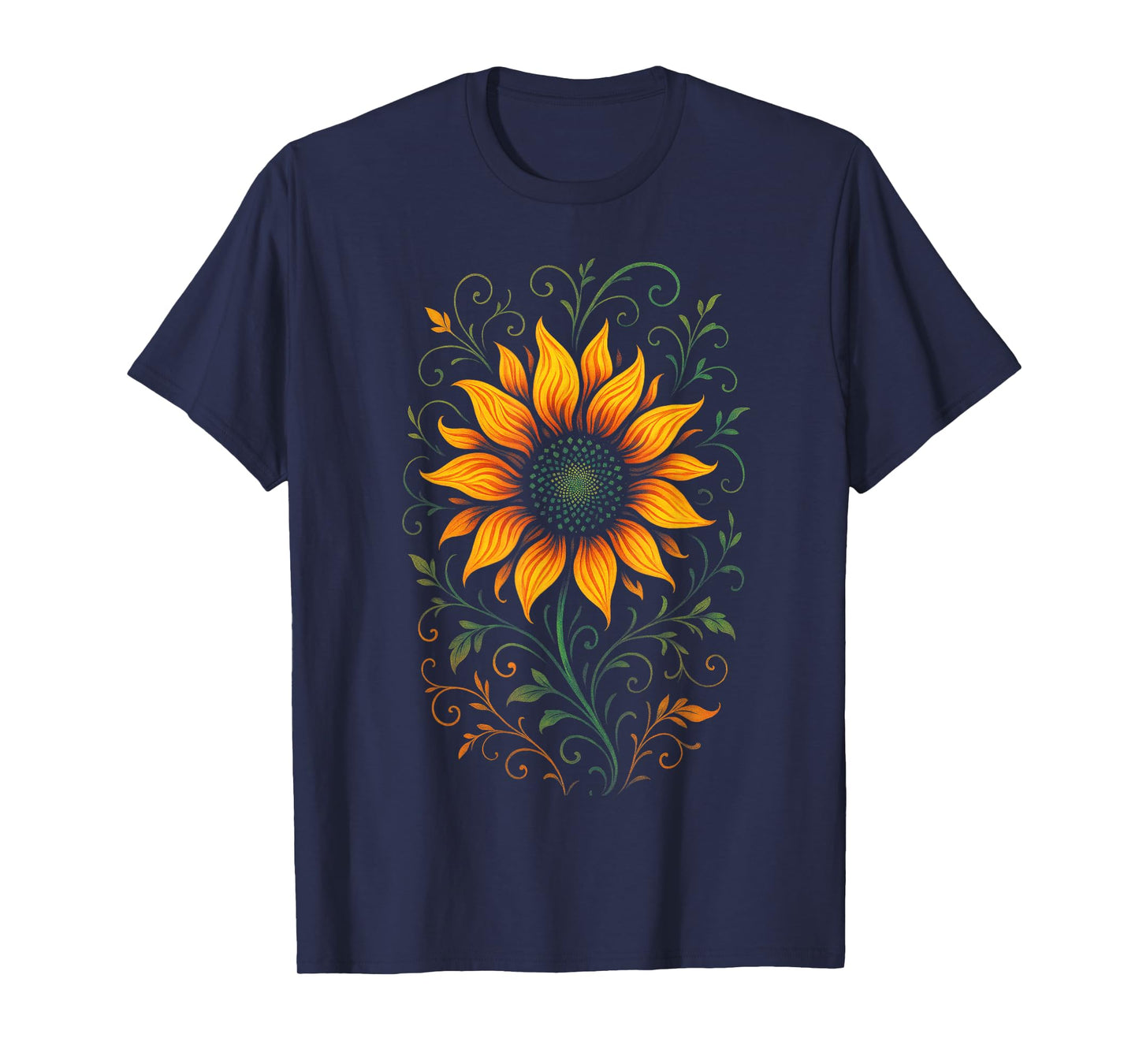 Sunflower Art - Summer Floral Leaves Nature T-Shirt