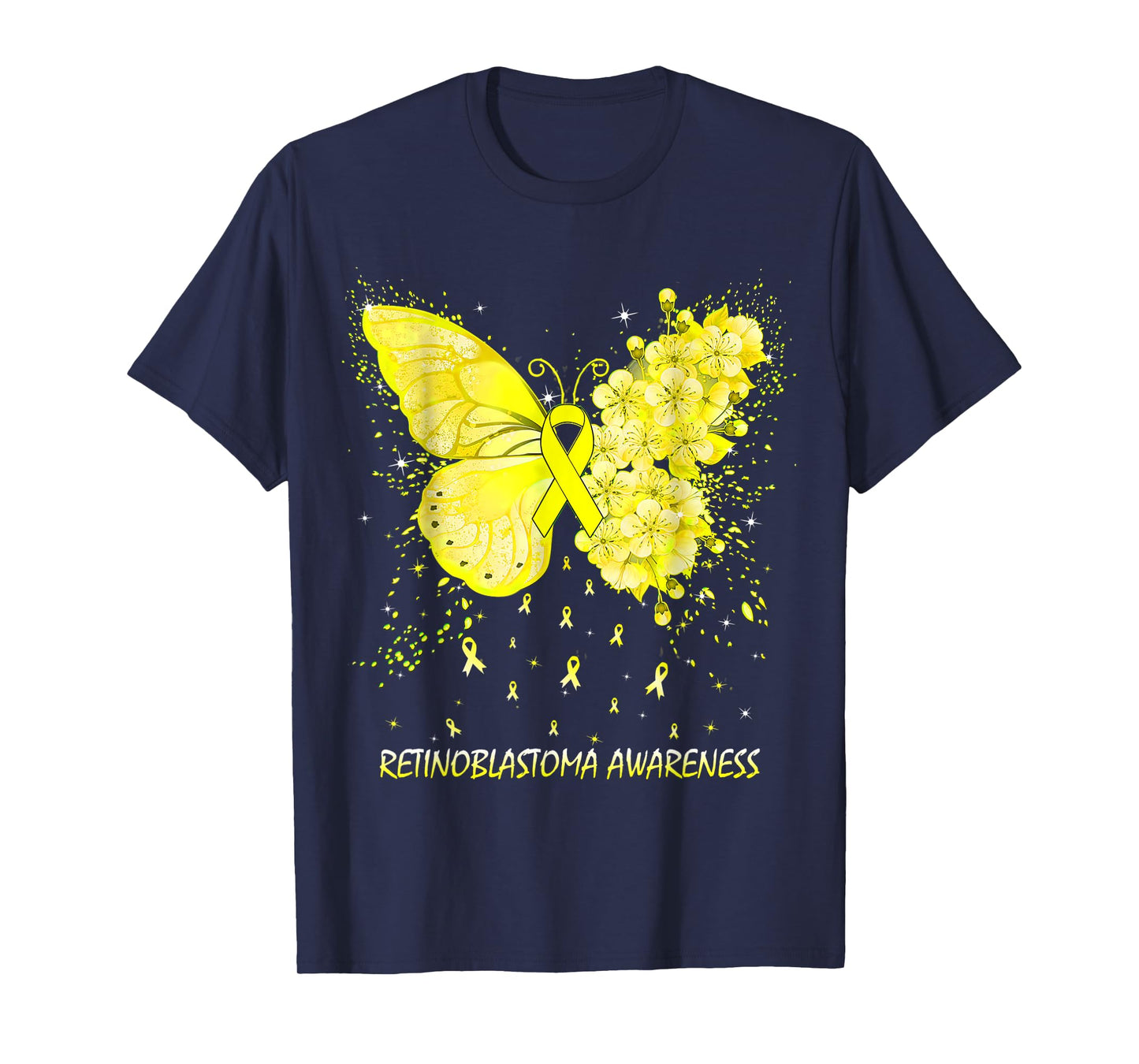 Womens Butterfly Retinoblastoma Awareness Ribbon T-Shirt