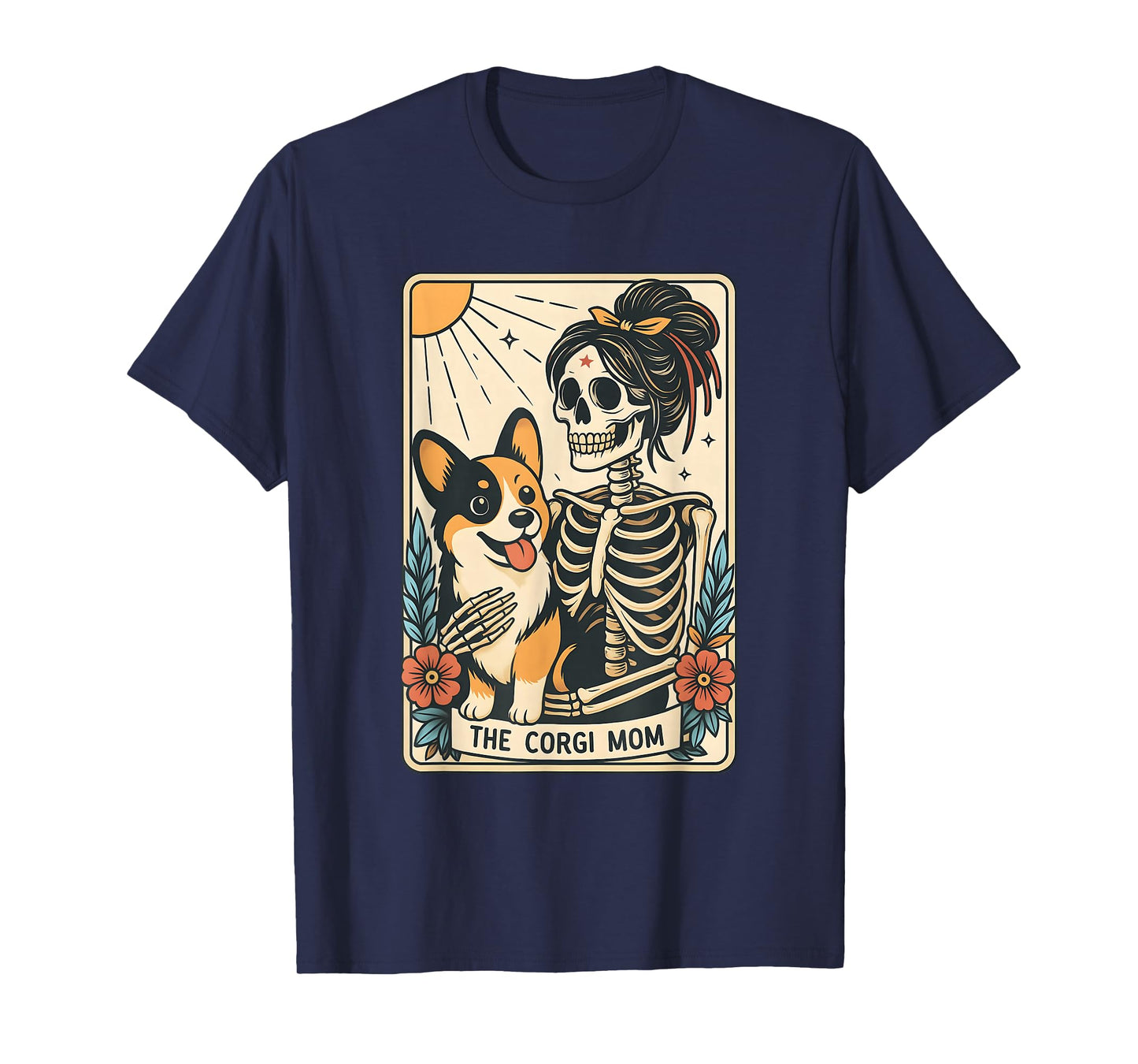Corgi Mom Tarot Card Halloween Dog Skeleton for Corgi Lover T-Shirt
