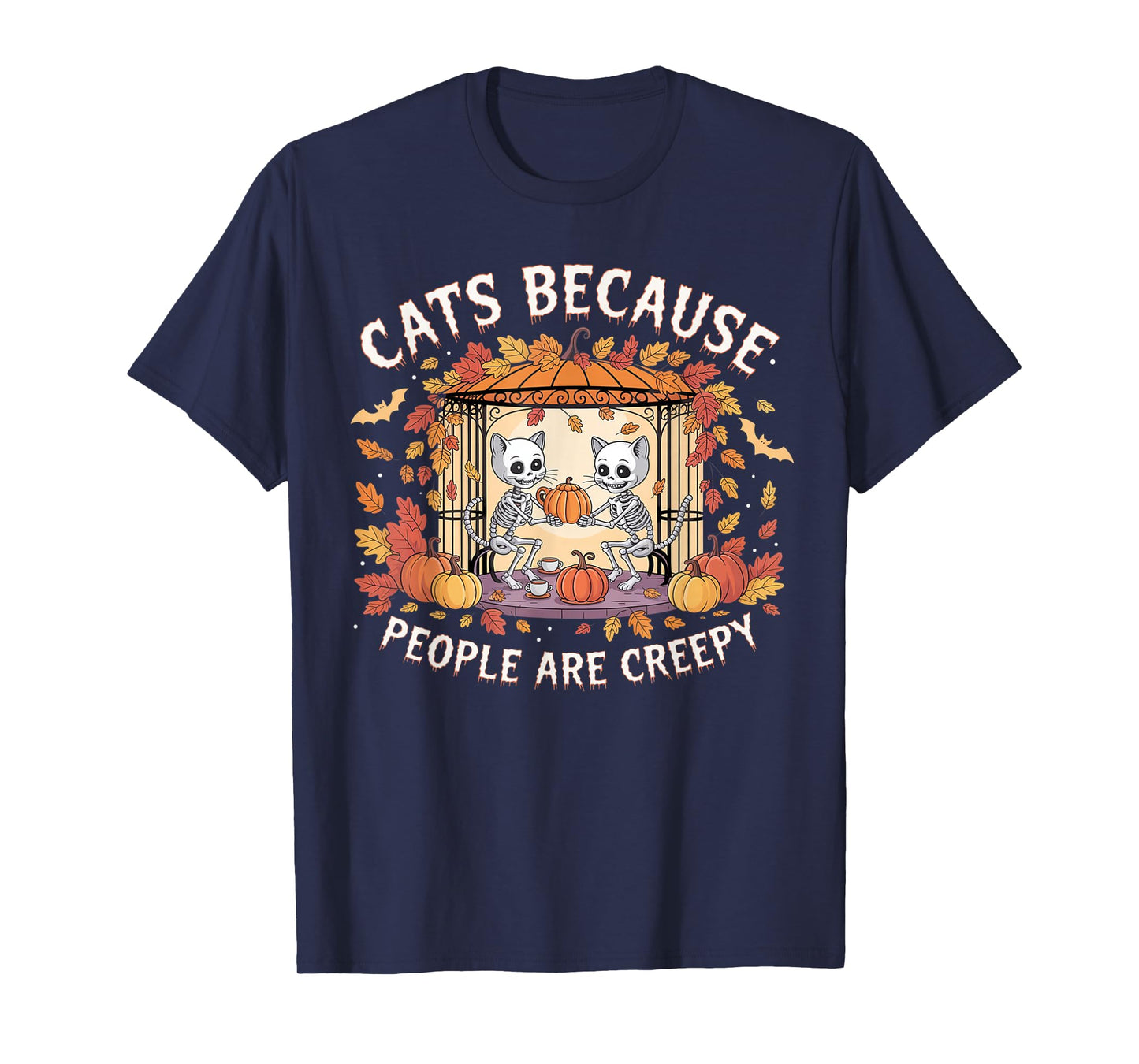 Cats Because People are Creepy Ghost Halloween Cat Mom Kids T-Shirt