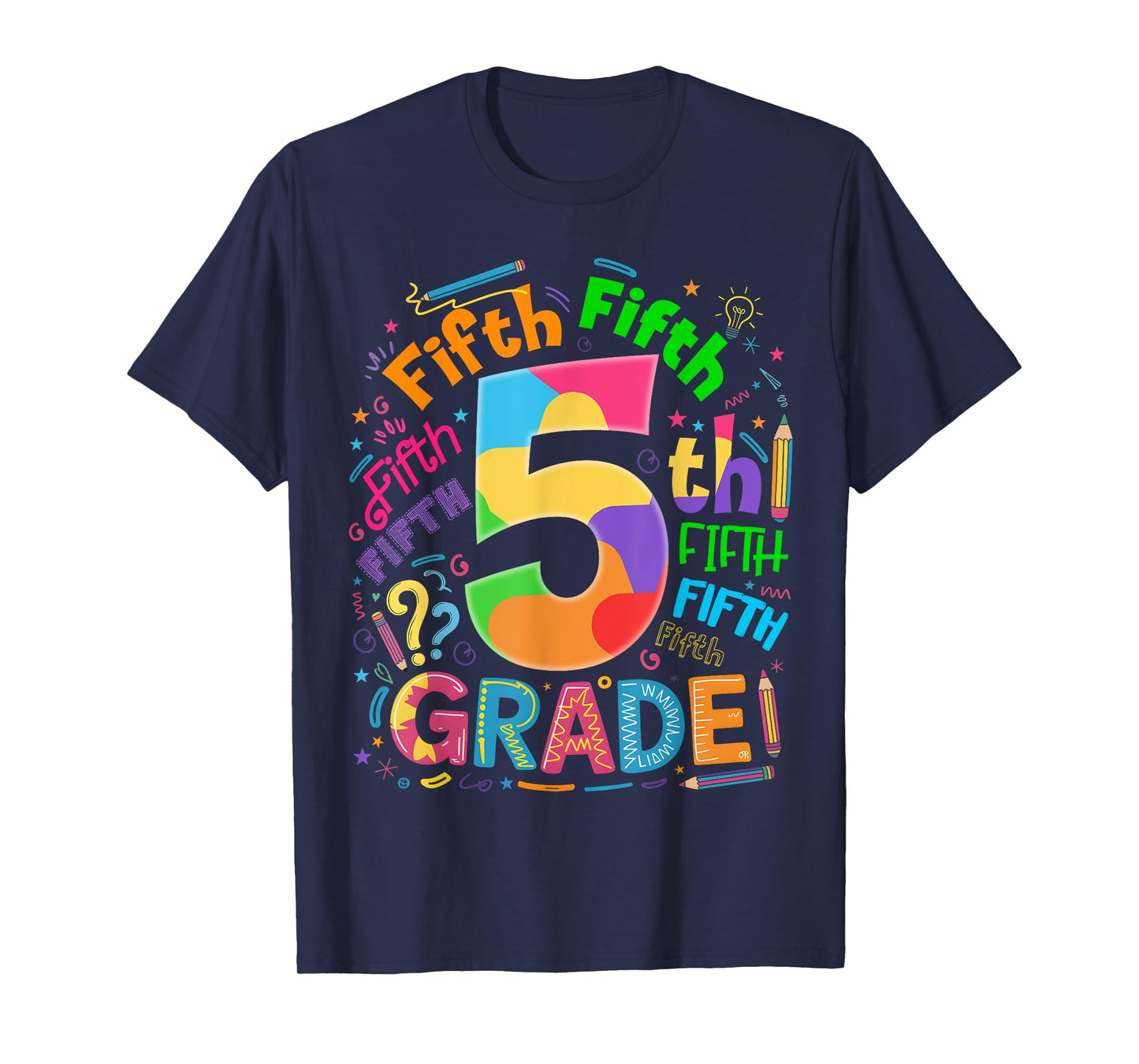 Back To School 5th Grade Team Typography Student Teacher T-Shirt