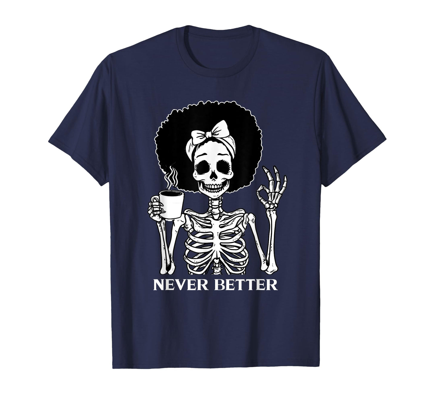 Never Better Afro Black Women African Messy Bun Vintage Bow T-Shirt