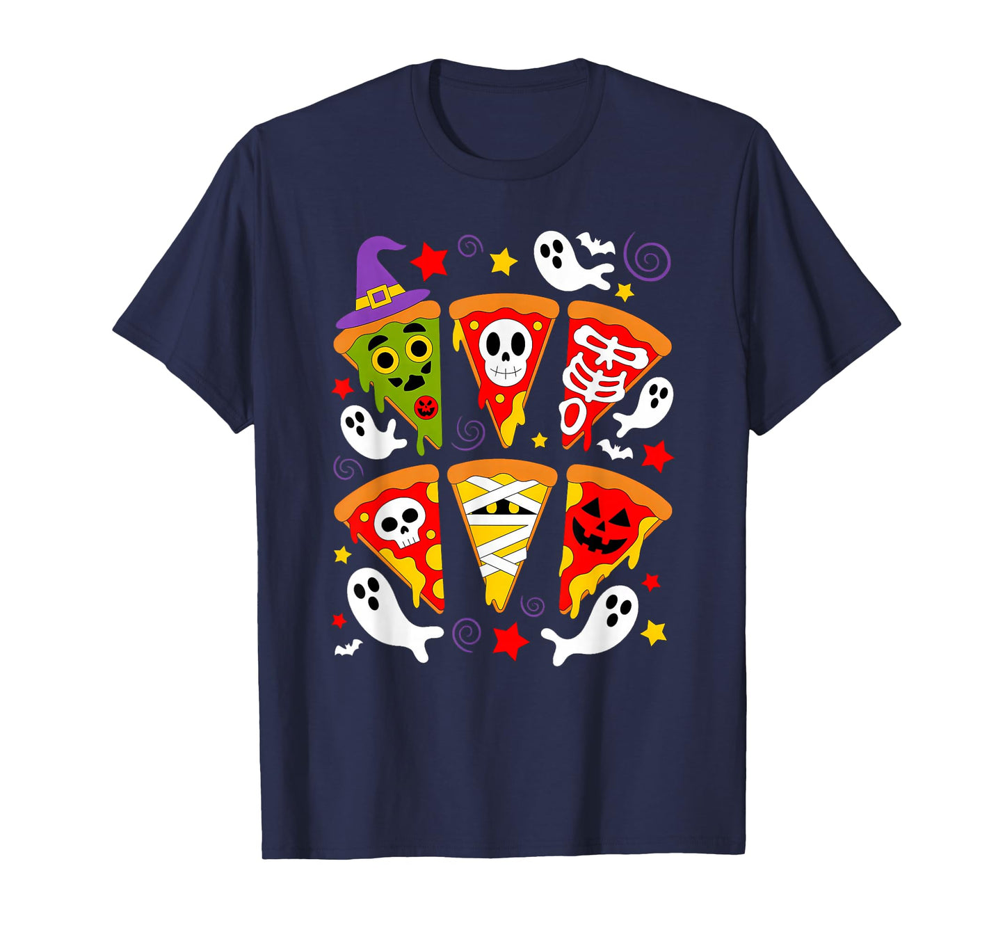Pizza Slice Costume Funny Spooky Halloween Foodie Party Tees T-Shirt
