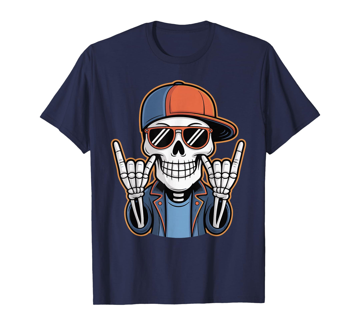 Bruh Punk Rock Skeleton Cool Rocker Spooky Halloween Kids T-Shirt