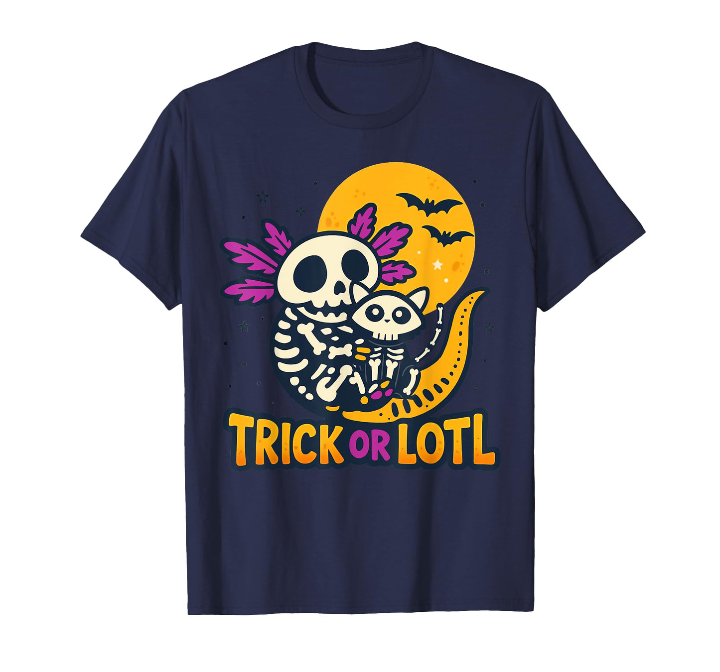 Trick Or Lotl Skeleton Axolotl Halloween Cute T-Shirt
