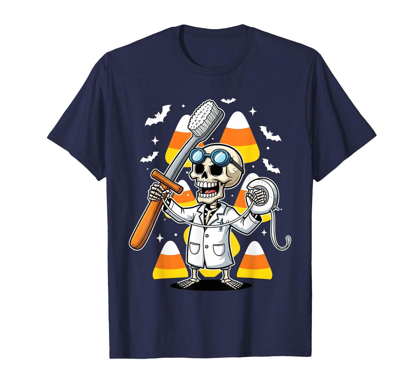 Trick Or Teeth Skeleton Dentist Funny Halloween Costume T-Shirt
