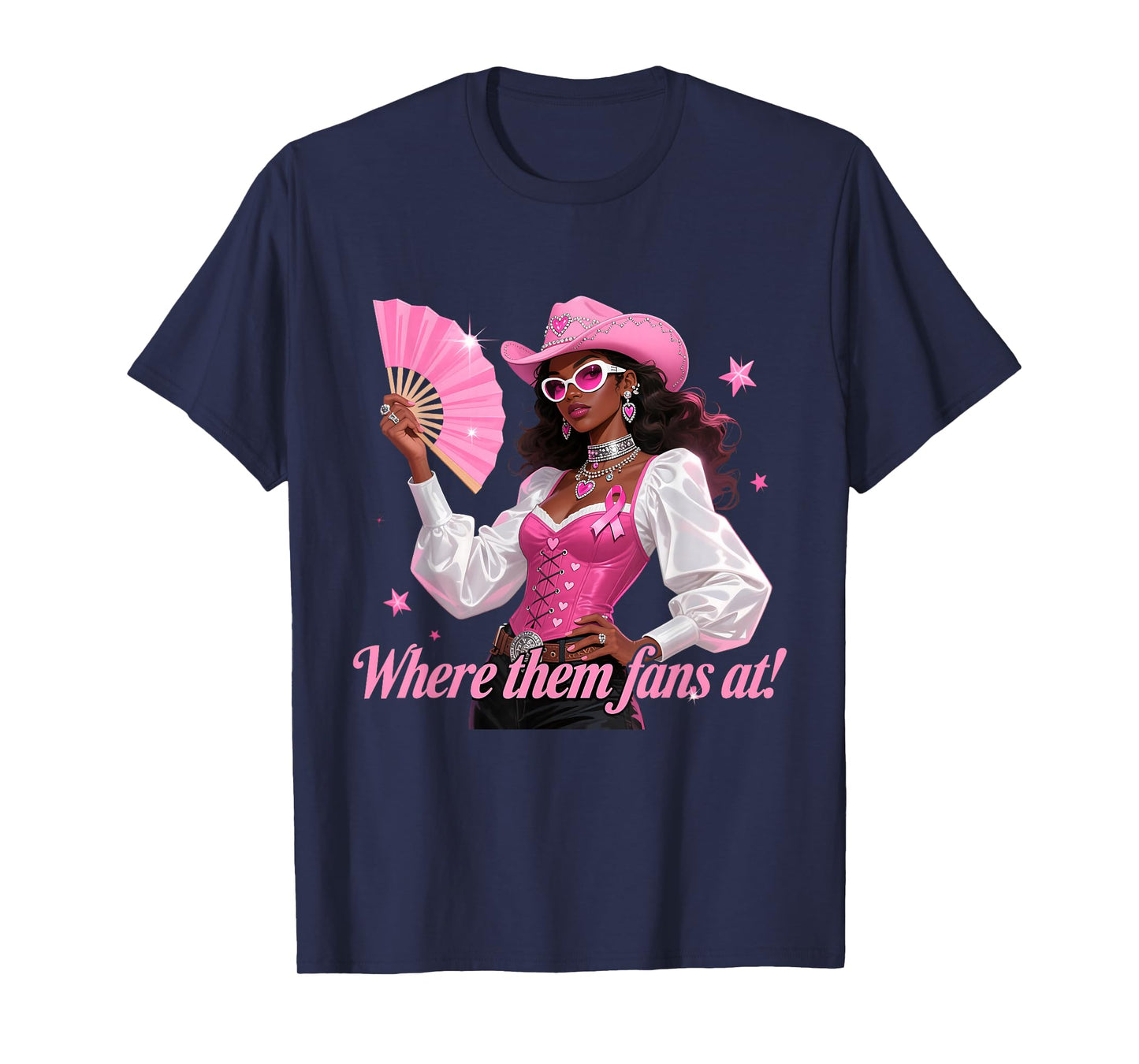 Pink Cowgirl Fan Funny Breast Cancer Support Look T-Shirt