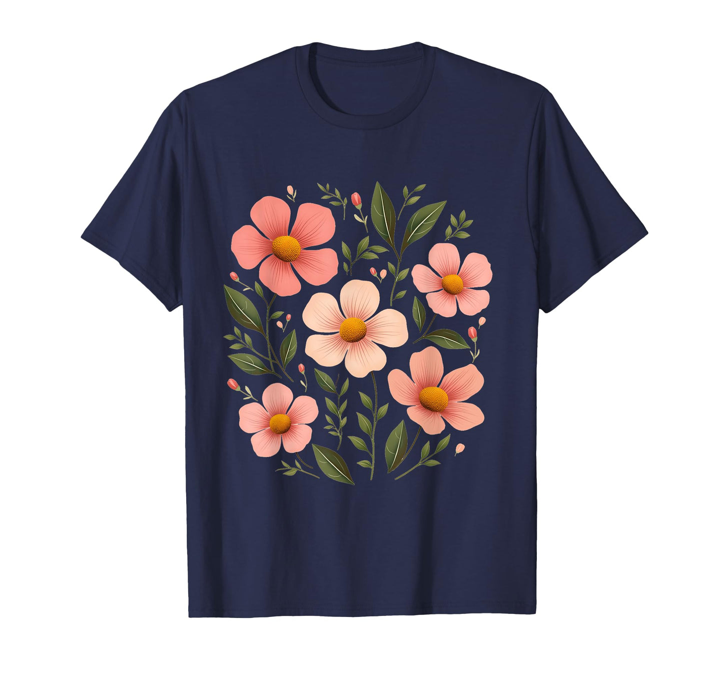 Botanical Pink Wildflowers Boho Floral T-Shirt