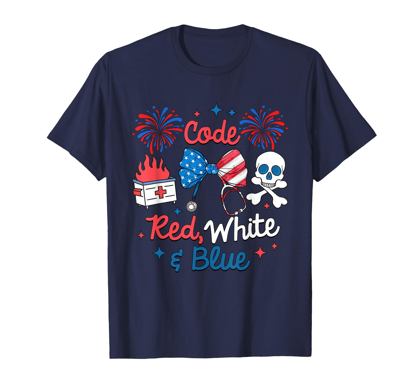 Code Red, White, and Blue, USA Nurse 4th of July Patriotic T-Shirt