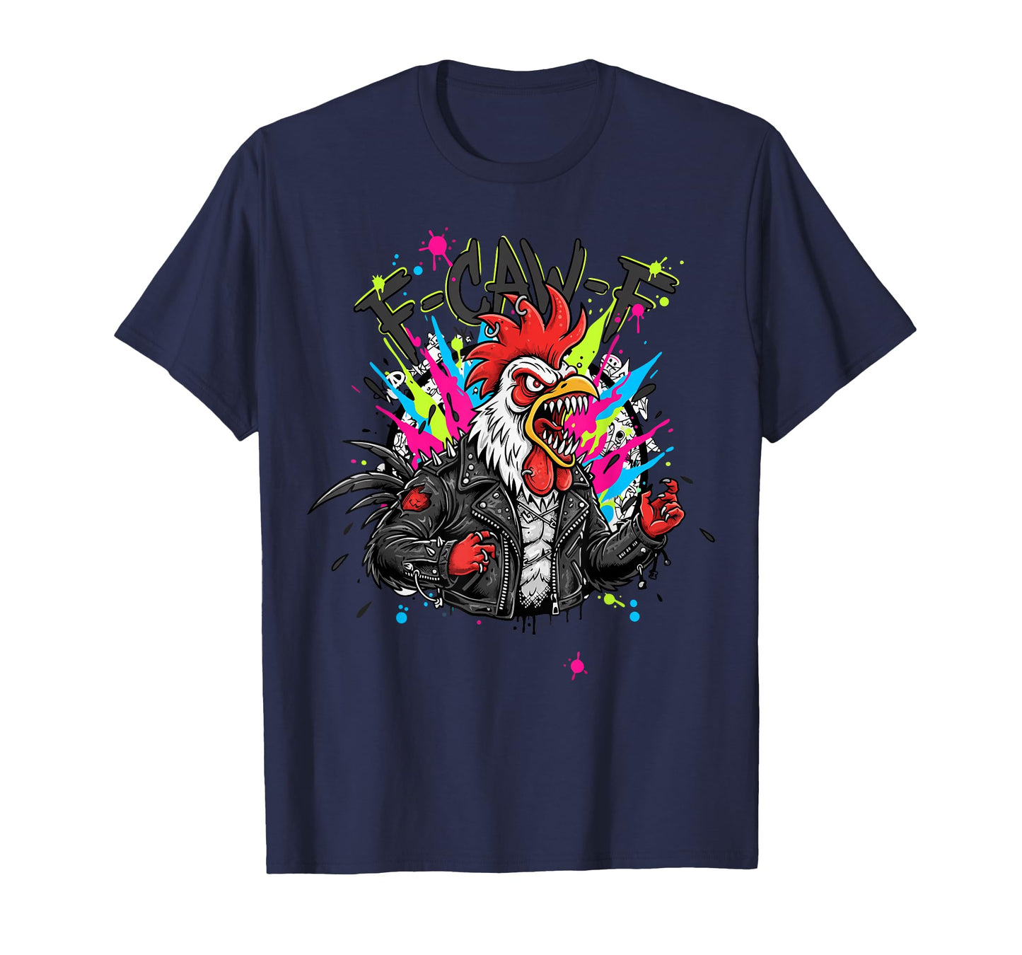 Punk Style FCAWF Funny Punk Rock F-CAW-F Rooster T-Shirt
