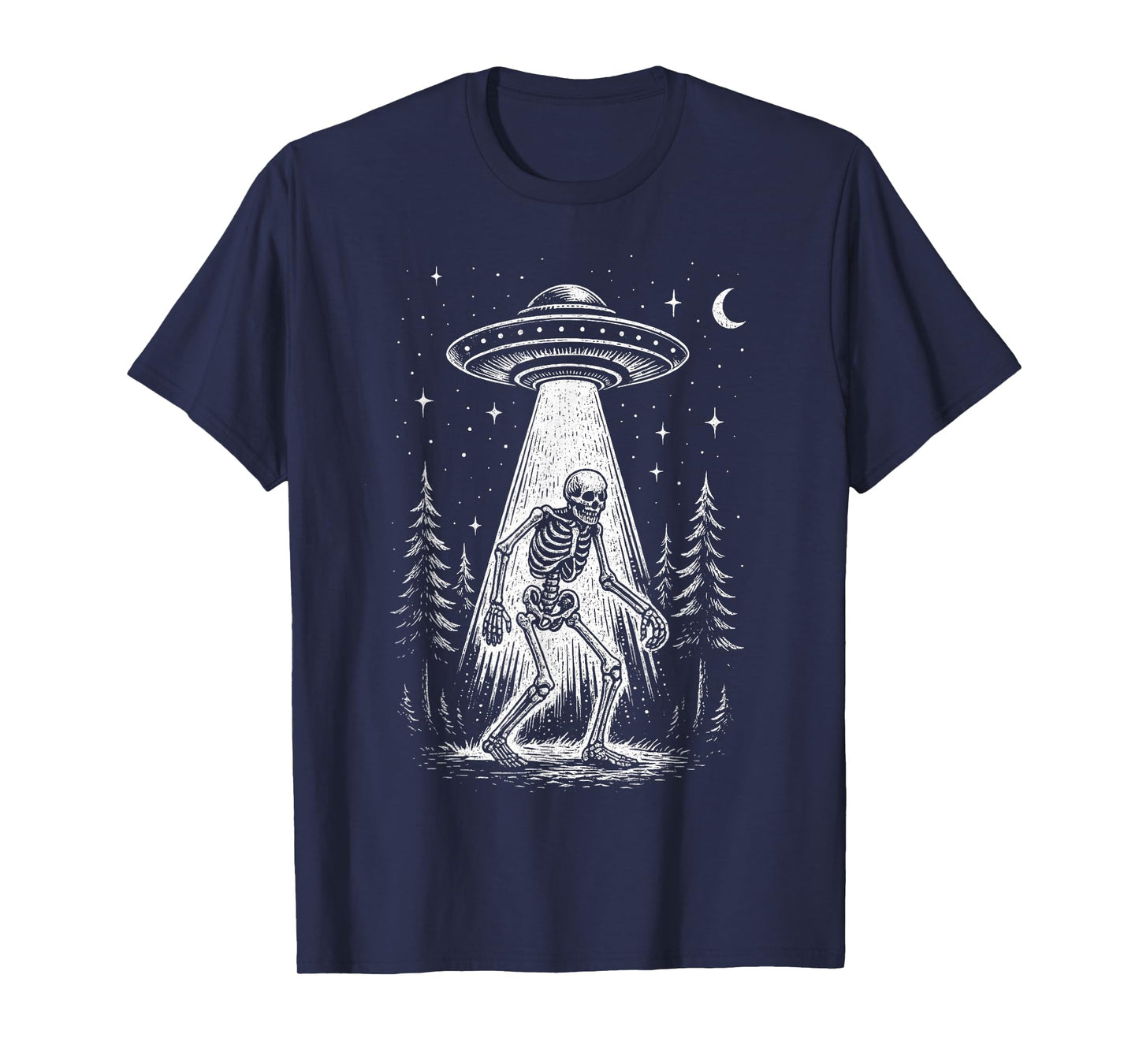 Skeleton Bigfoot UFO Alien Sasquatch Halloween T-Shirt