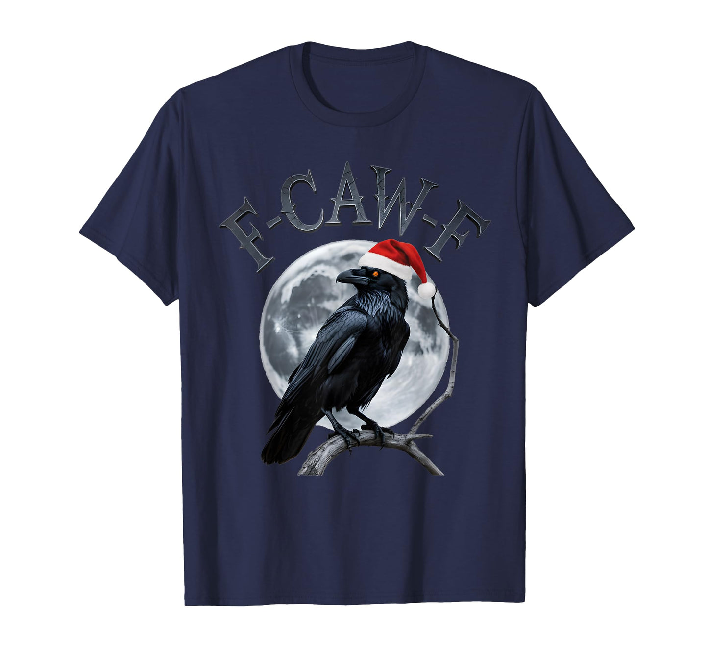 Funny Crow F-CAW-F Black Bird Gothic Christmas Santa Hat T-Shirt