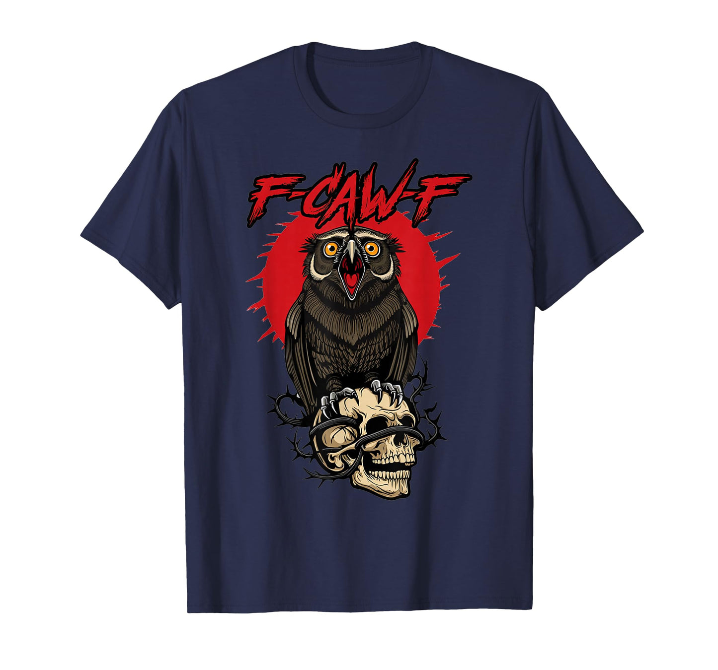 F-Caw-F Funny Owl Bird Red Moon Gothic Adult Humor Fun T-Shirt