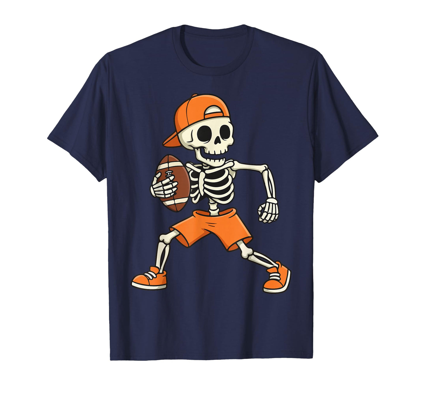 Halloween Skeleton Playing Football for Men Women and Kids T-Shirt