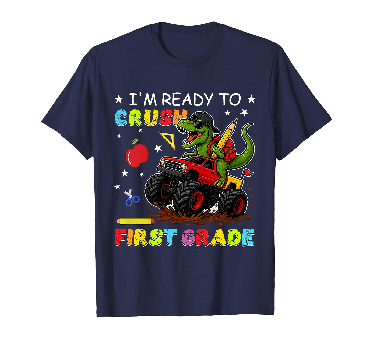 Kids Ready To Crush First Grade Dinosaur First Day Of School Boy T-Shirt