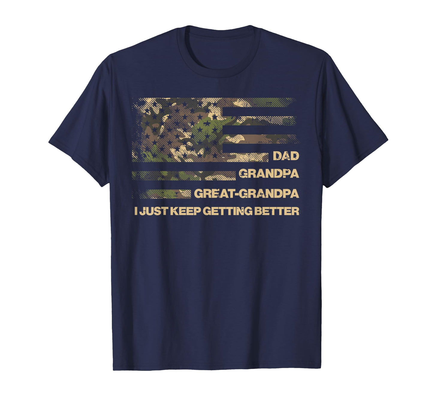 Dad Grandpa Great Grandpa Camo Flag Fathers Grandparents Day T-Shirt
