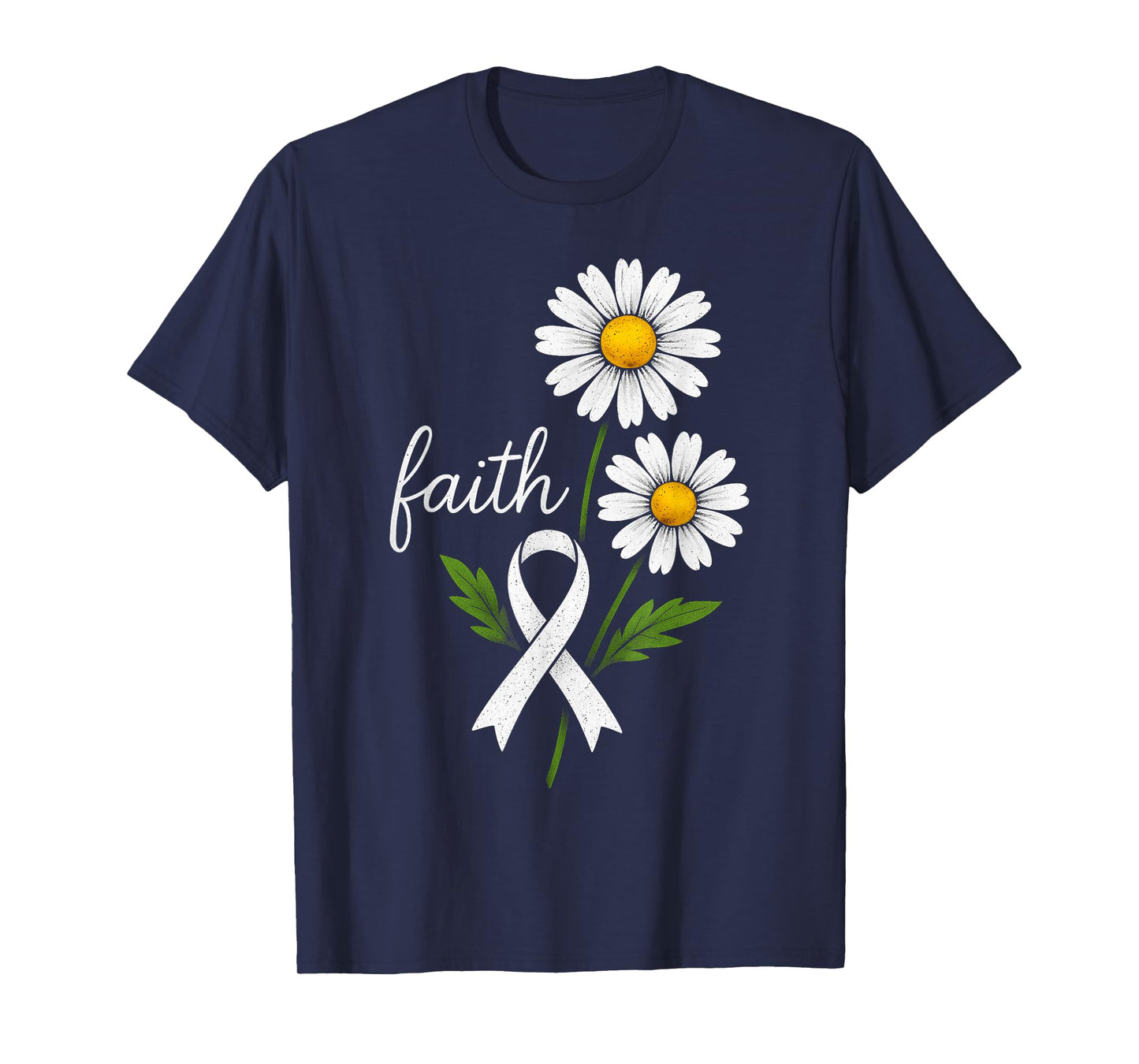 Faith Lung Cancer Awareness Flower White Ribbon Support T-Shirt