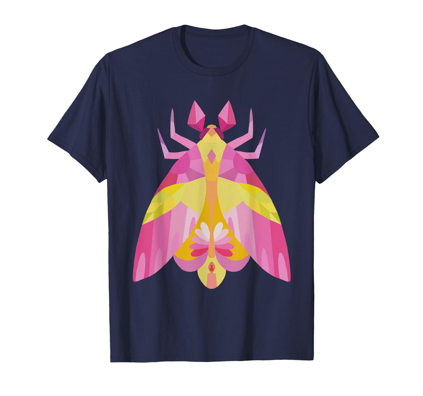 Geometric Pink and Yellow Rosy Maple Moth Insect Bug T-Shirt
