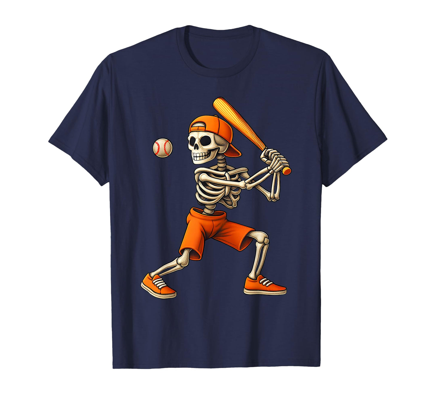 Skeleton Baseball Halloween for Men Boys Teens Youth Kids T-Shirt