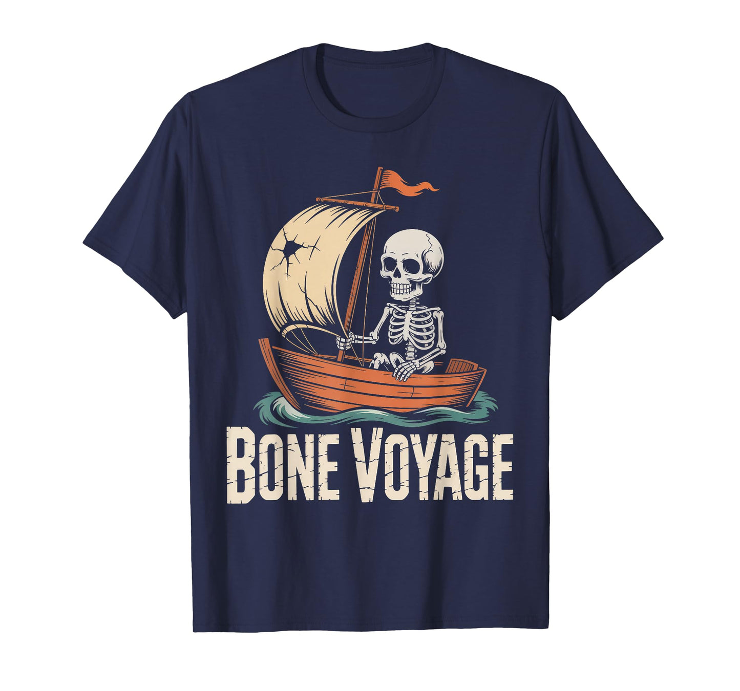 Bone Voyage Skeleton Sailor Nautical Crew T-Shirt