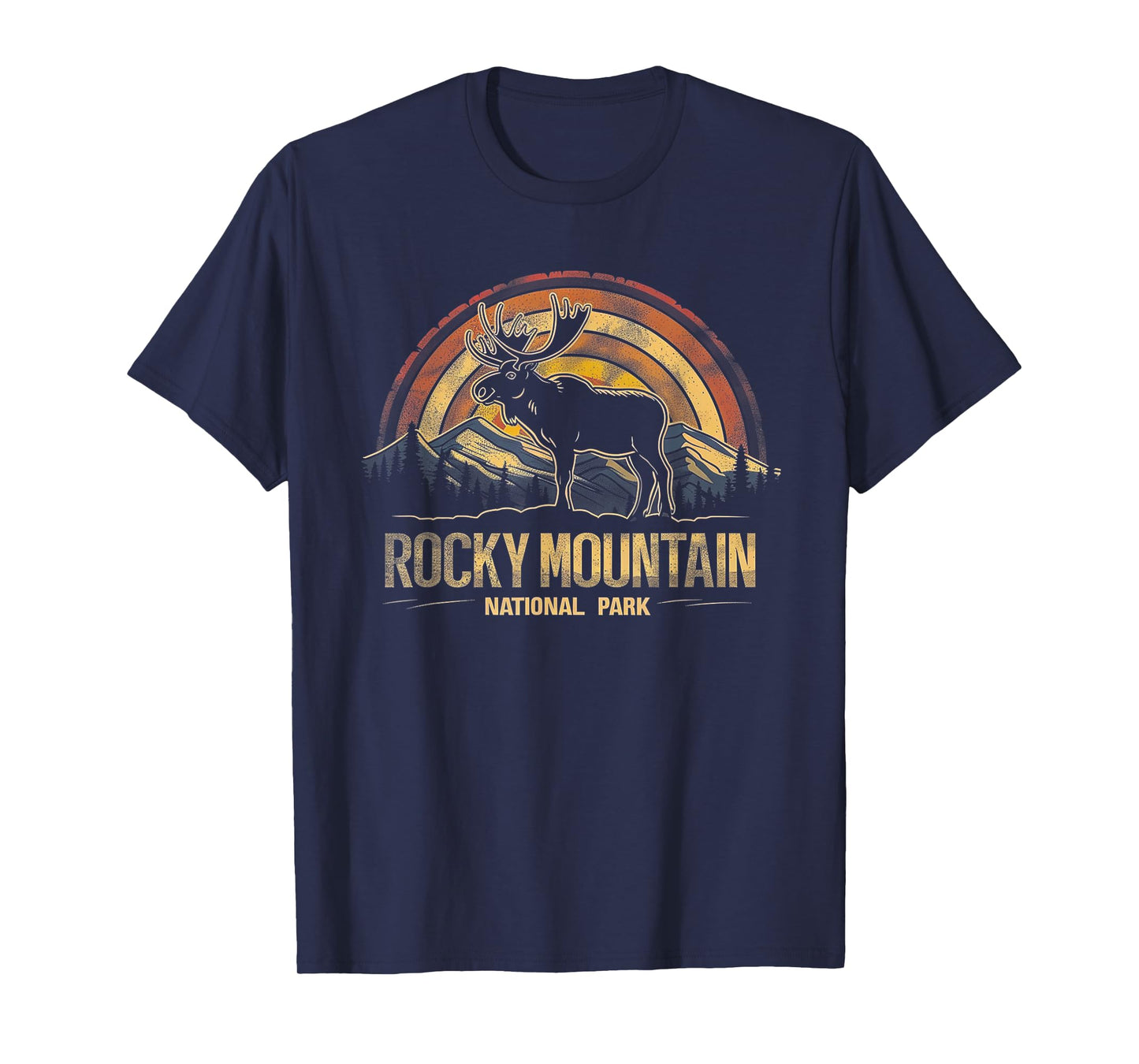 Rocky Mountain US National Park Vintage Men Women Kids Retro T-Shirt