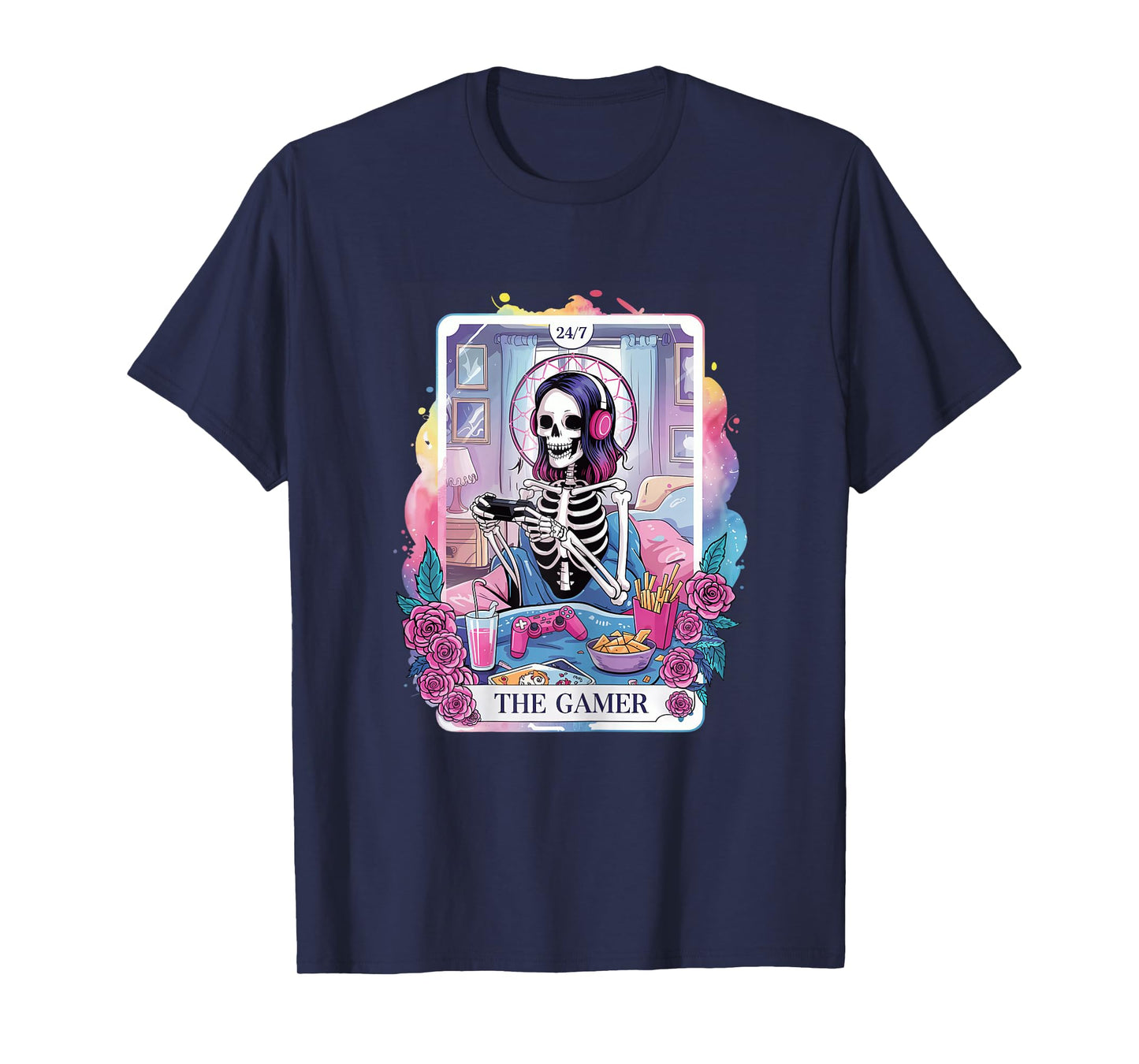 Cool Halloween Skeleton Gamer Video Gaming Girls Women T-Shirt