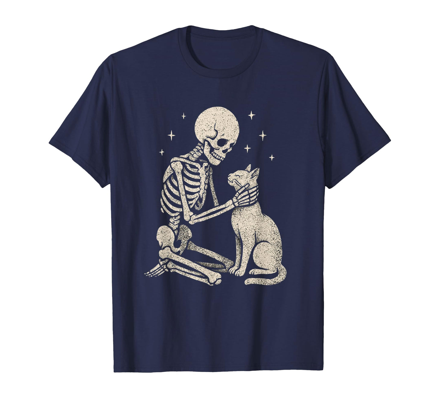 Skeleton Hug Cat Cute Halloween Design T-Shirt