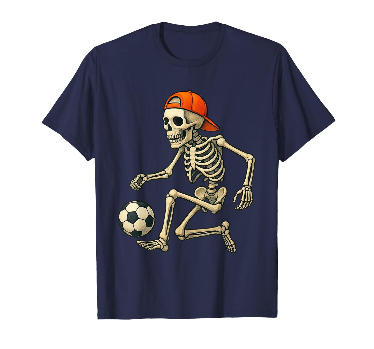 Skeleton Playing Soccer Halloween Football Graphic T-Shirt