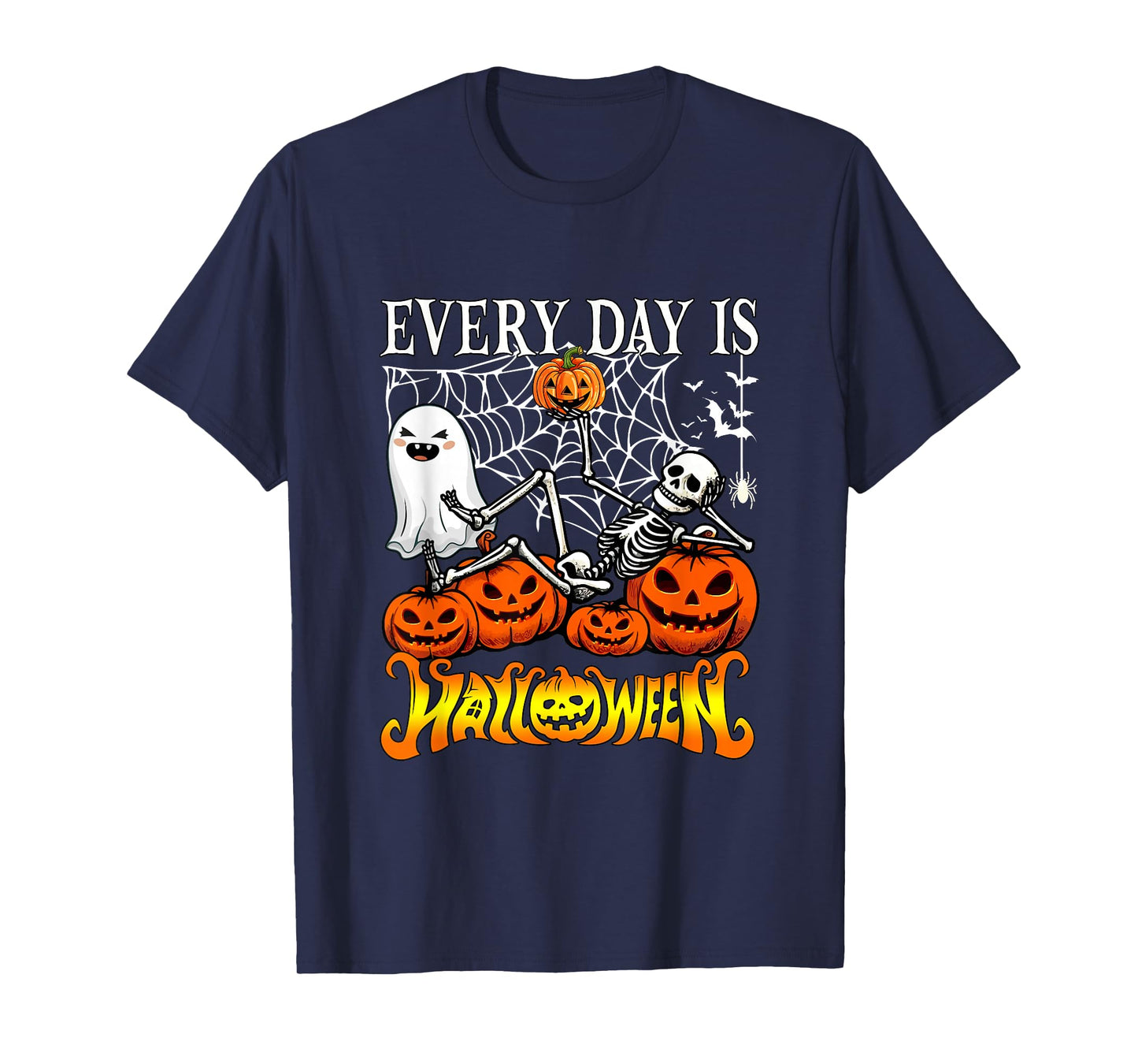 Everyday Halloween Funny Skeleton Boo Ghost Carved Pumpkins T-Shirt