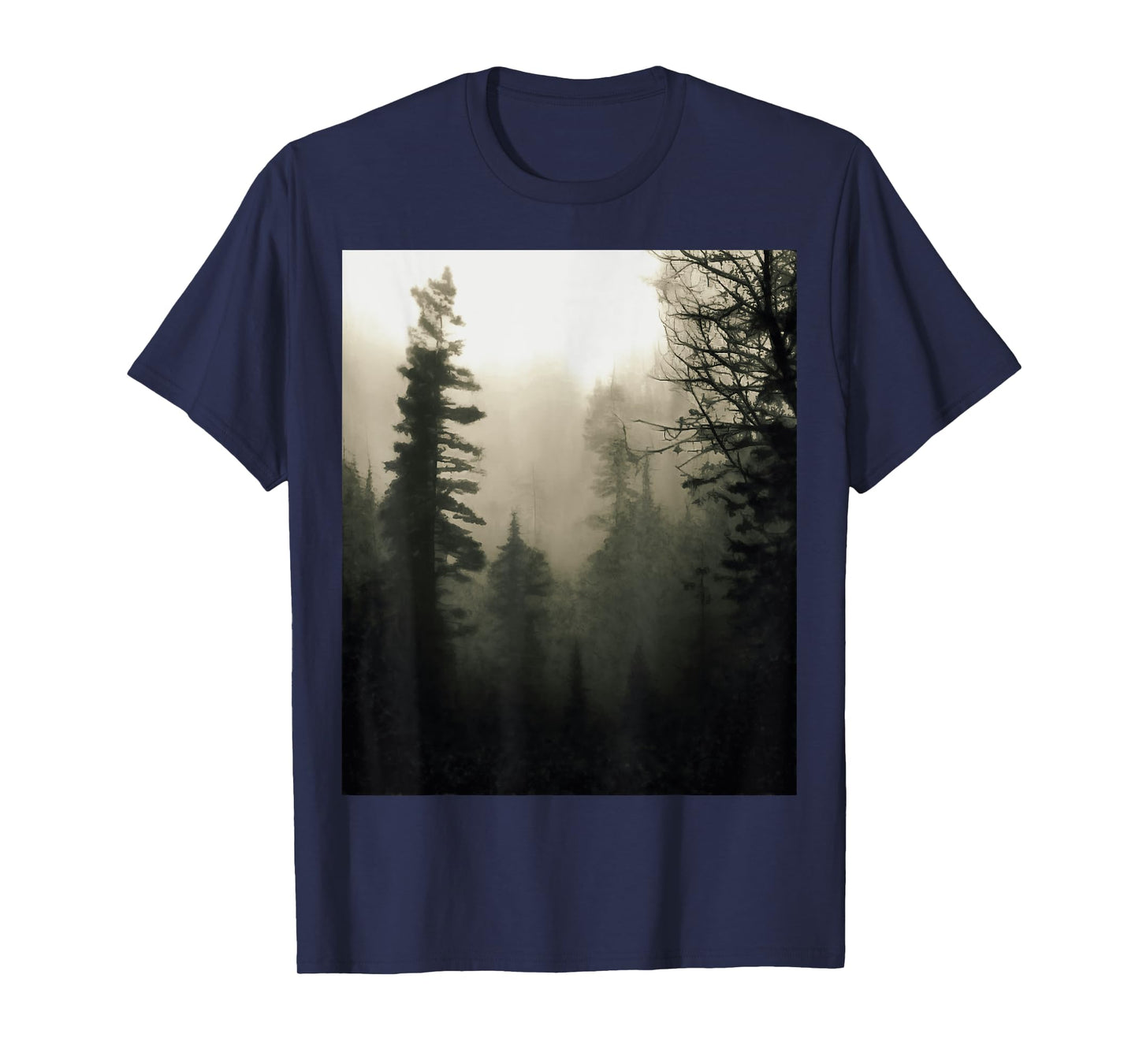 Moody Foggy Treescape Landscape Painting T-Shirt