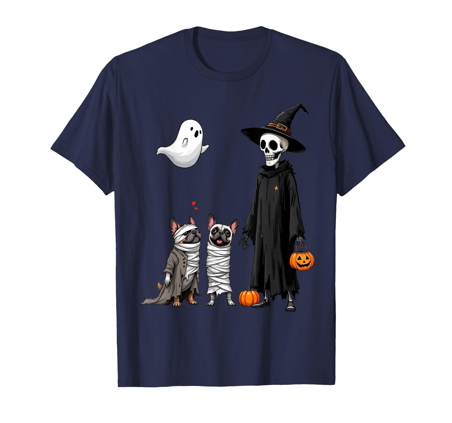 Spooky Ghost French Bulldog Mummy Dog Halloween Costume T-Shirt