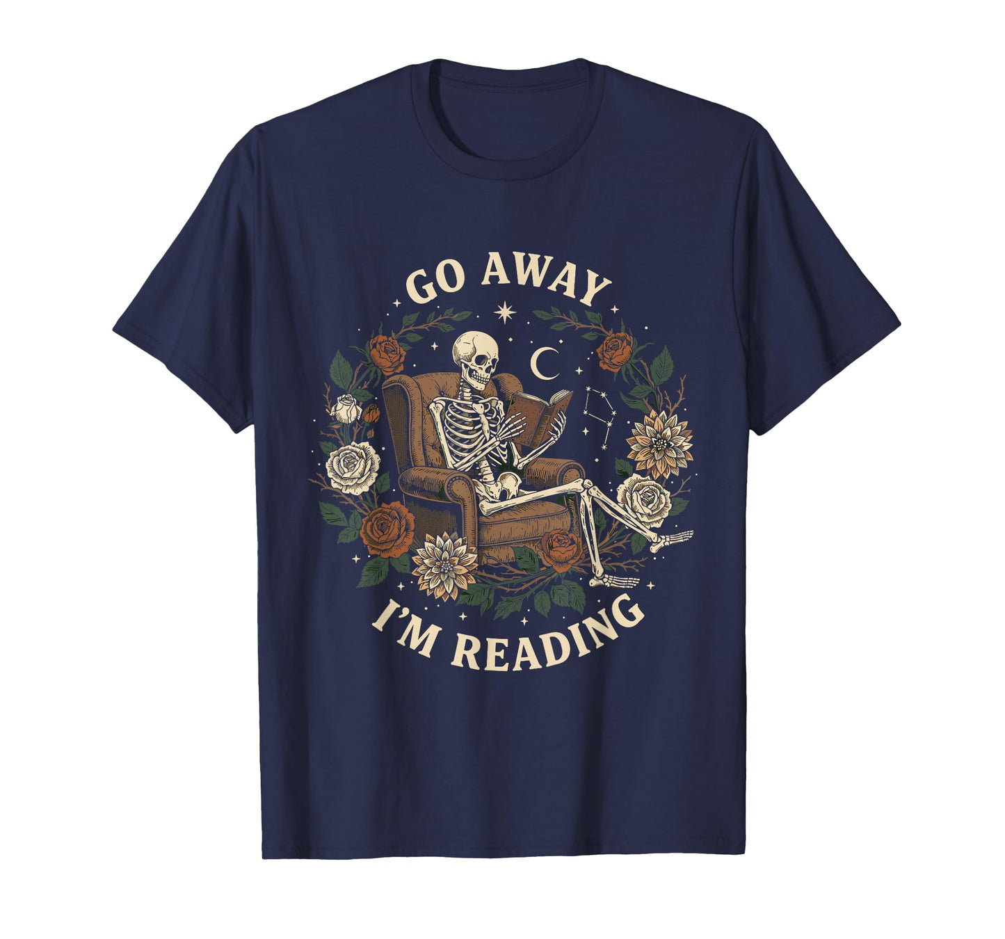 Go Away I'm Reading Librarian Skeleton Reading Book Lover T-Shirt