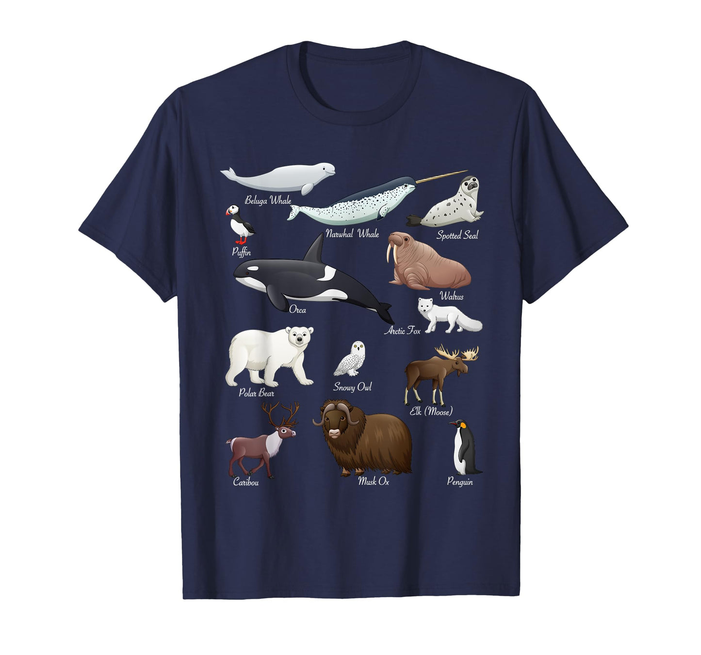 Arctic Wildlife Tundra Ecosystem Animal Names For Education T-Shirt