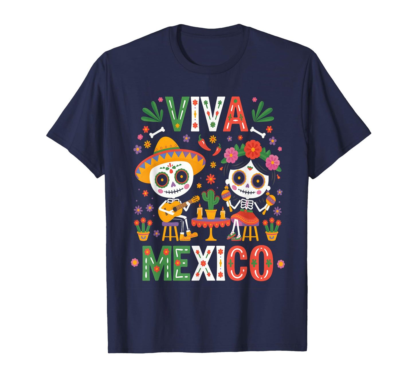 Viva Mexico Skeleton Fiesta Shirt Mexican Independence Kids T-Shirt