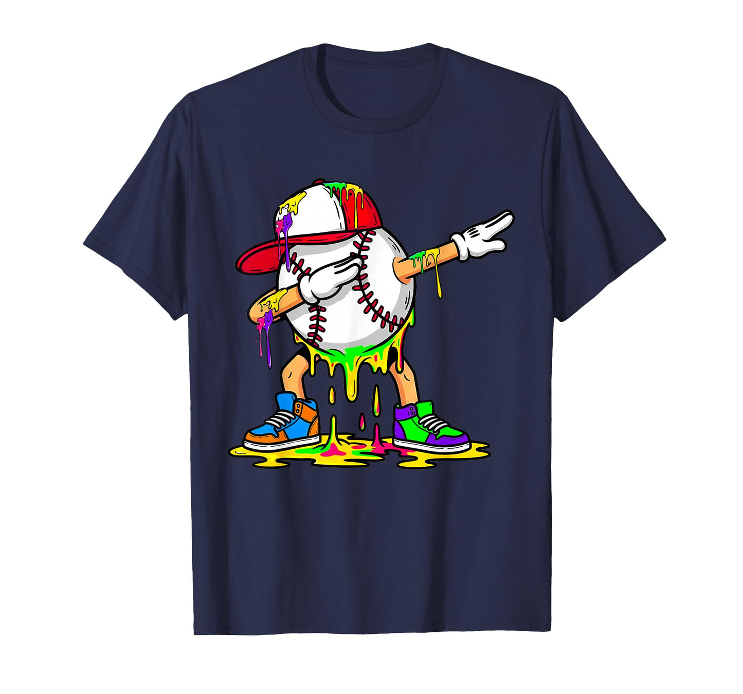 Halloween Skeleton Baseball Drip Art Cool Baseball Player T-Shirt
