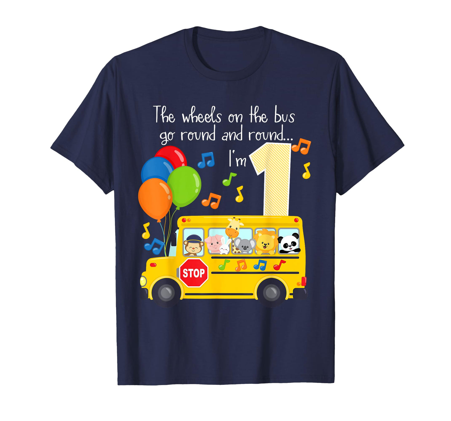 The Wheels On The Bus 1st Birthday 1 Yr Old Family Matching T-Shirt