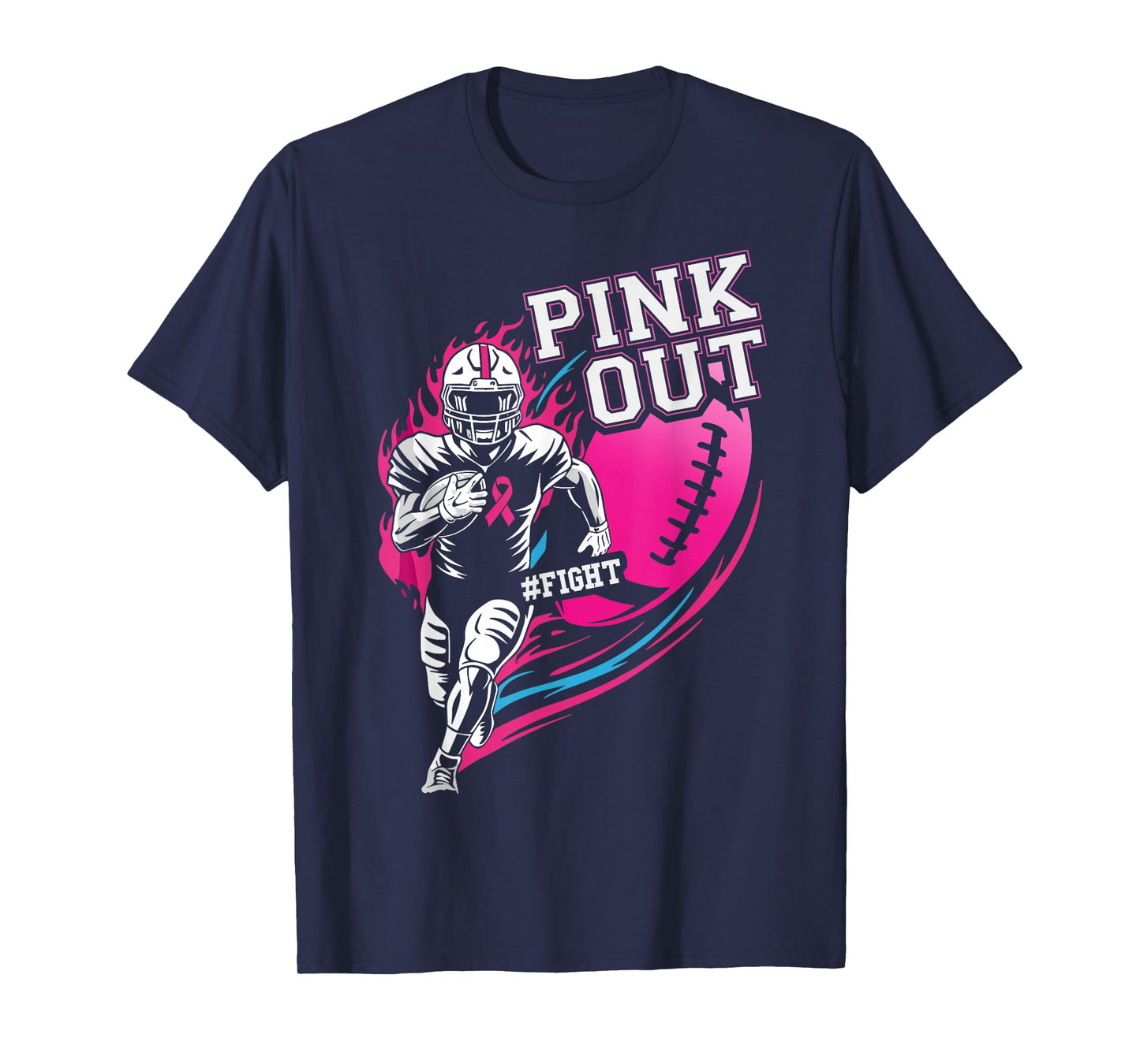 Pink Out Football Breast Cancer Awareness Womens Boys Girls T-Shirt