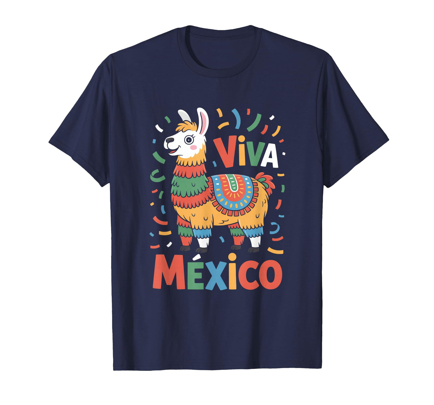 Viva Mexico Llama Pinata Mexican Fiesta Colors T-Shirt