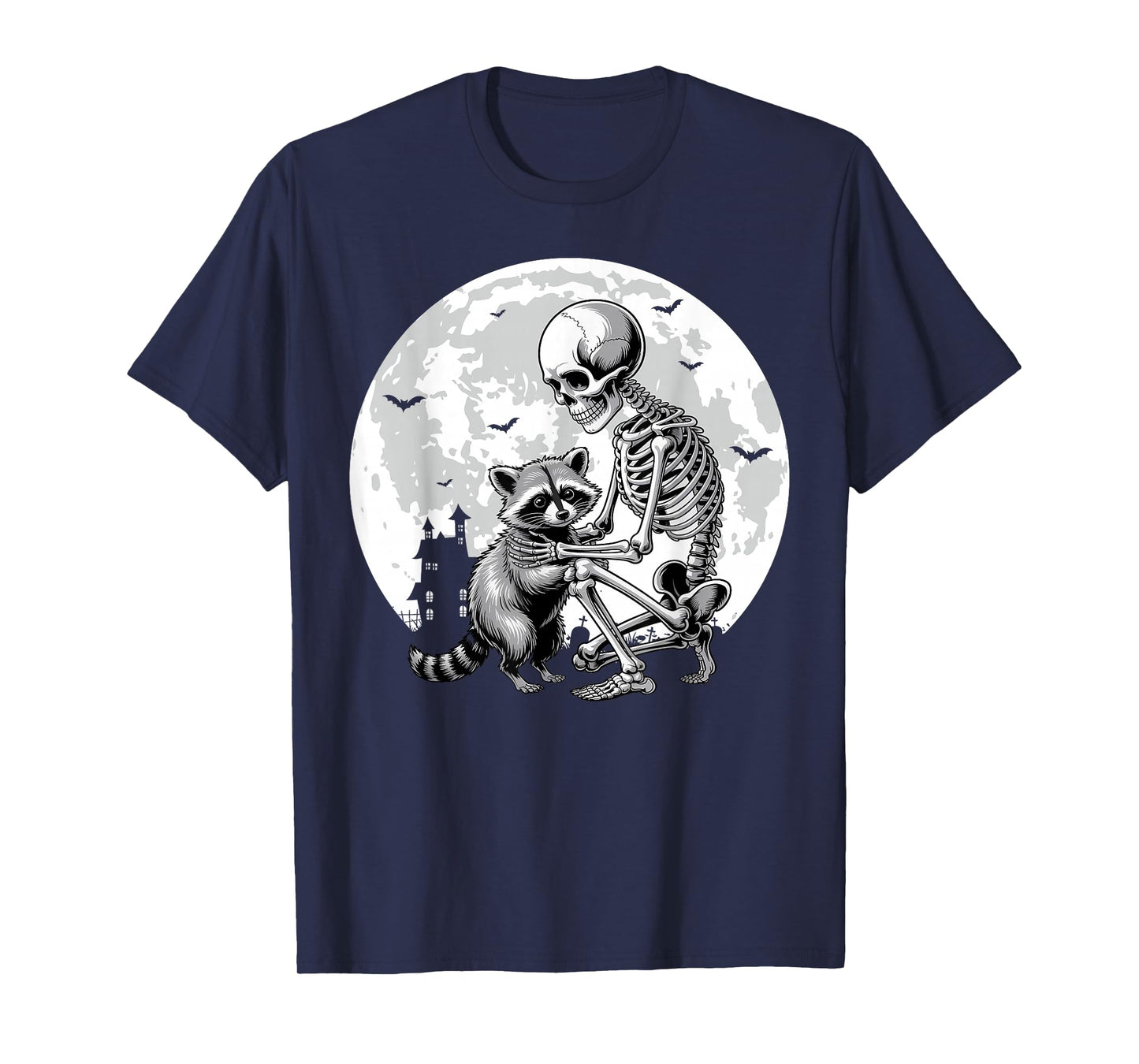 Raccoon Skull Cute Skeleton Halloween Men Women Kids T-Shirt