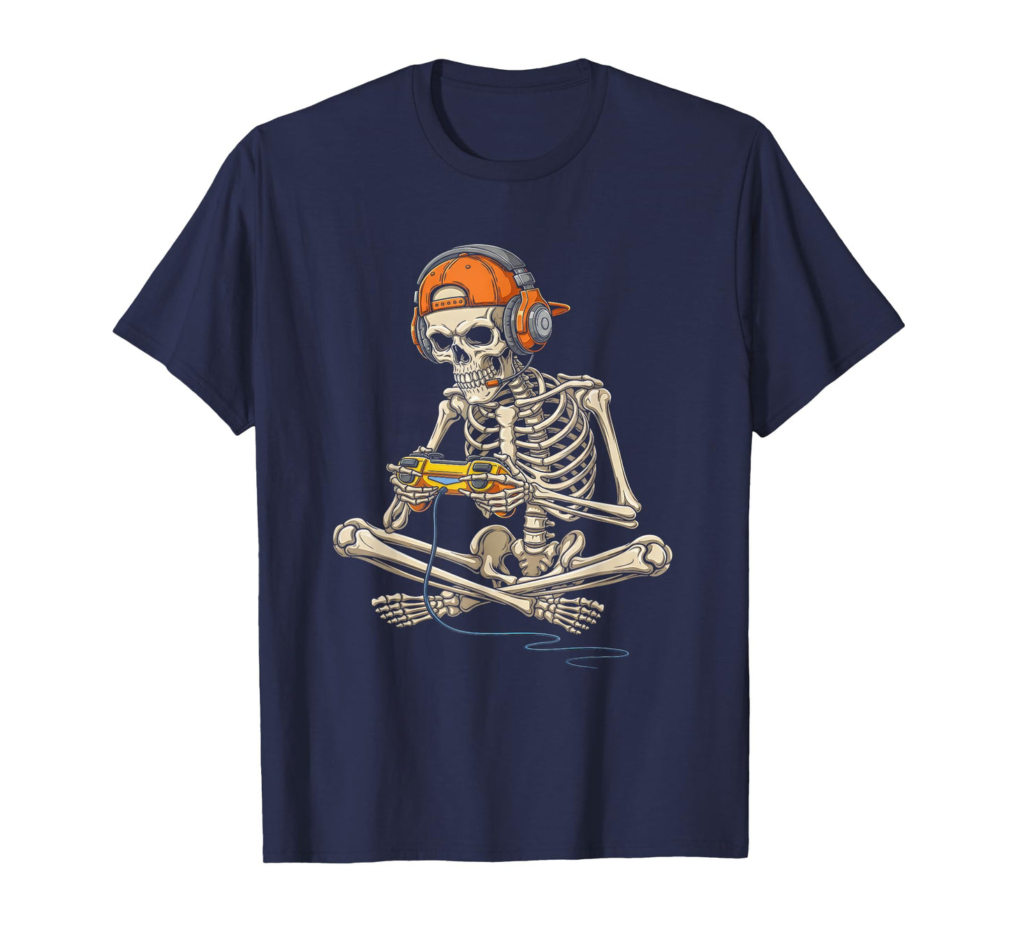 Halloween Skeleton Gamer Funny Video Game Graphic T-Shirt