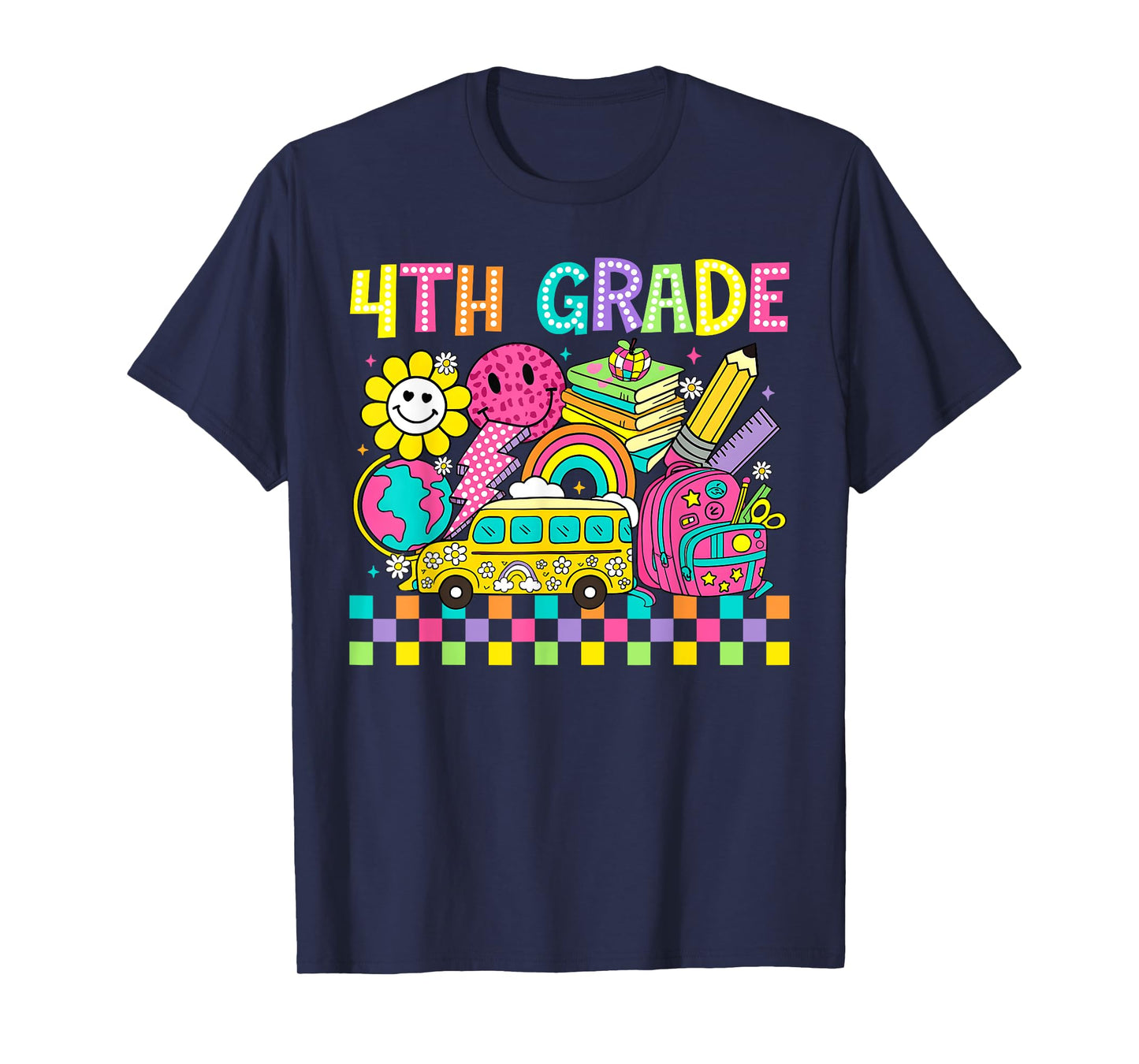 Fourth Grade Retro Groovy Back To School First Day Teacher T-Shirt