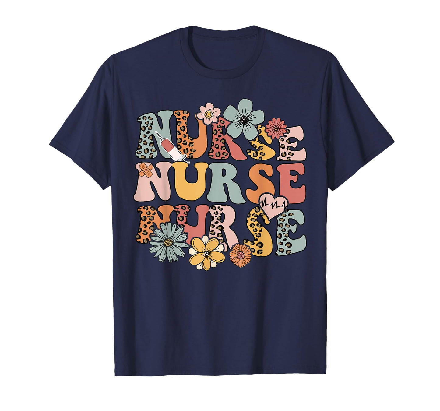 Groovy Retro Leopard Happy Nurse Week 2025 T-Shirt