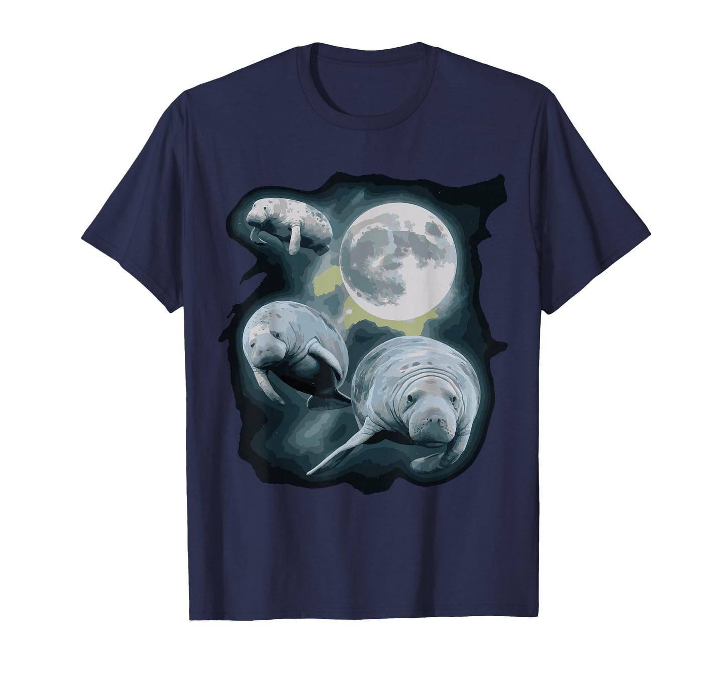 Three Manatee Howling At The Moon T-Shirt